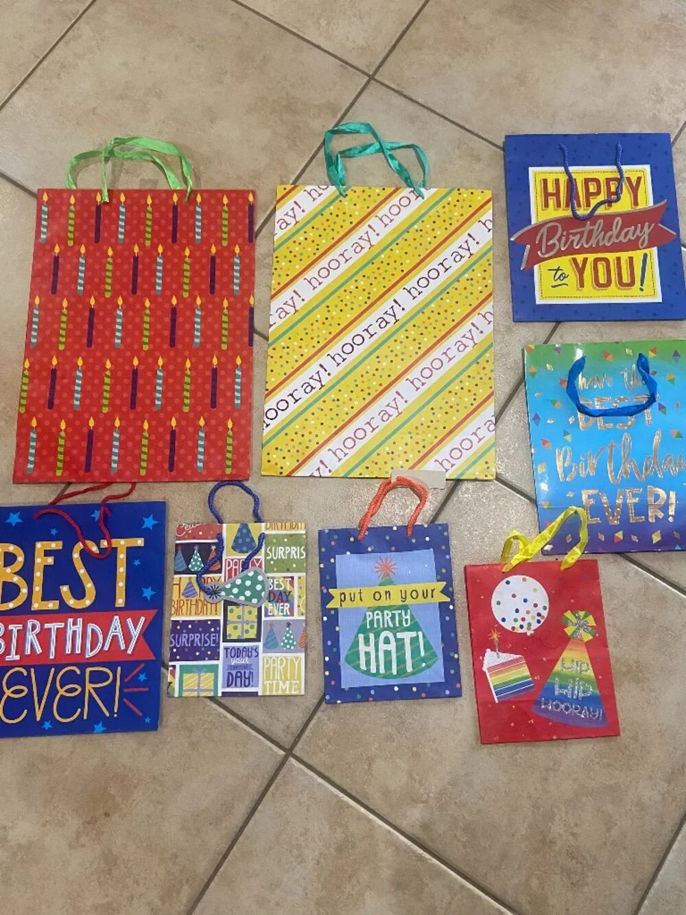 Reusable Gift Bag Bundle Lot of 17 Birthday Wedding Assorted Mixed Size Gift Bag